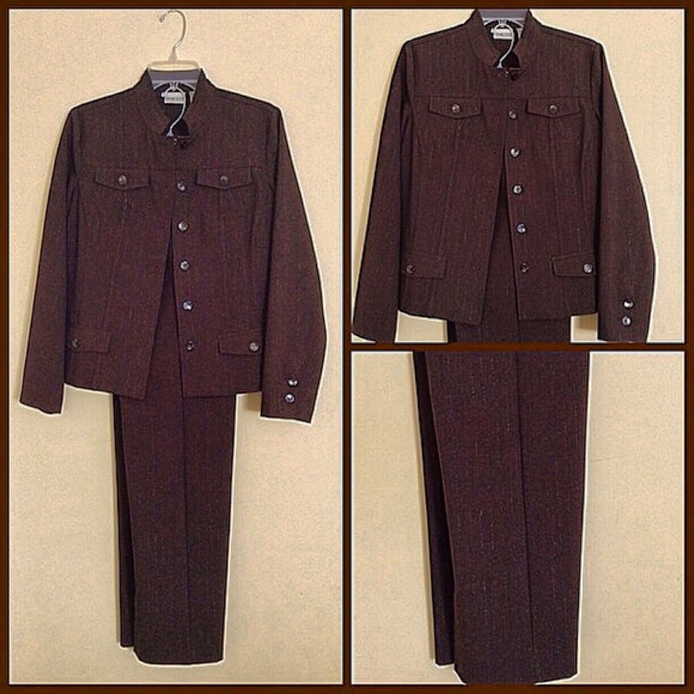 Chico's Sleek Brown Pantsuit/Metallic 4